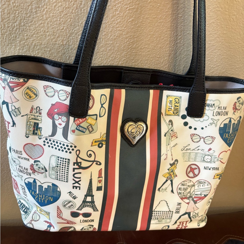 Brighton Multicolor Graphic Tote with Black Handles, Fashion Design